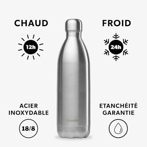 Bouteille isotherme 1L Qwetch en acier inoxydable étanche