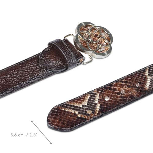 CUADRA Women's Belt Featuring a Unique blend of Genuine Python and Bovine Leather Brown CDA32PH4