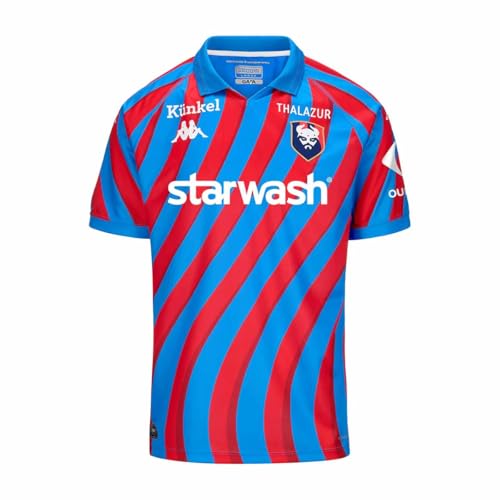 Maillot Kombat Home SM Caen Bleu/Rouge Homme (FR/ES, Alpha/Lettres, L, Taille Normale, Taille Normale, Bleu)