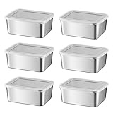JINGHANGER 6 Stück Snack Behälter mit Deckel aus Kunststoff 13,5x10,5x5 cm Edelstahl Snack Box Soße Lebensmittel Lagerung Box Tragbare Food Lunch Boxen für Kindertagesstätten, Schulen, Reisen