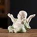 Houlu Small Green Laughing Buddha Statue for Home Decor, Ceramic Happy Buddha Statue Indoor for Good Luck