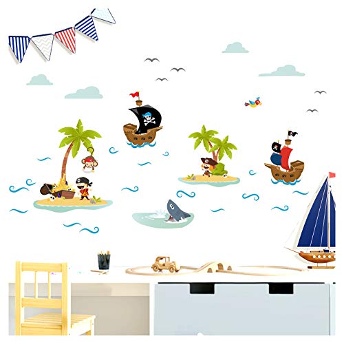 Little Deco Pegatinas pirata barcos & Isla del tesoro I pared pared pared pared infantil niño niño bebé decoración pared adhesivo DL332