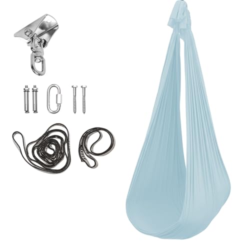 Hängeschaukel aus Nylon – 150x90 cm – gemütliche Schaukel für Zuhause & Garten – bis 100 kg – inkl. Montageset – Indoor & Outdoor – Farbe: Blau