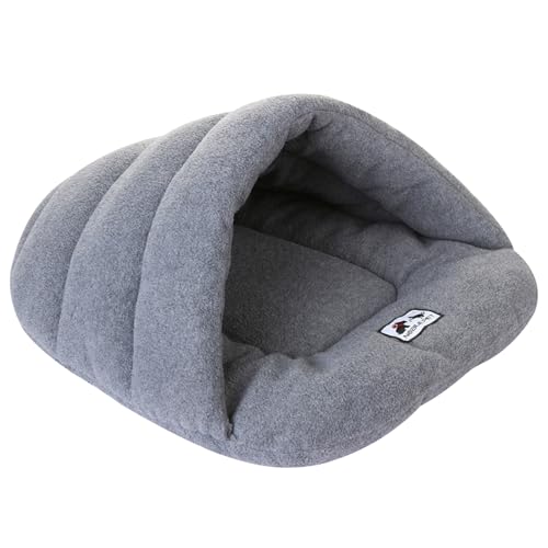 Hperu Hundebett mit Kapuze, Katze Schlafsack, Winterthermalsbett mit Kapuze, halb bedeckte Hundekatze Höhle, Welpenhöhlenbett, faltbares gemütliches Haustierbett Haus für Katze, Hund, m