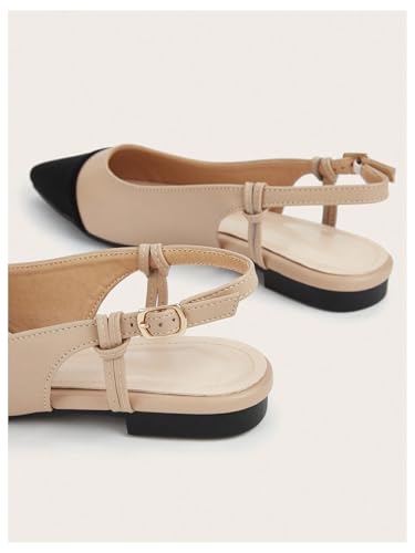 OYOANGLE Women's Slingback Flats Pointed Toe Comfortable Work Office Dressy Casual Dress Shoes4