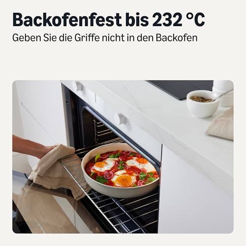Amazon Basics Stapelbares Topf- und Pfannenset, 11-teiliges Kochgeschirr-Set mit Abnehmbaren Griffen, Antihaft-Keramik, für alle Herdarten… – Ansicht 3