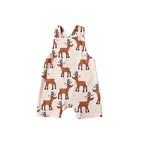 ZAXARRA Infant Baby Girl Jumpsuit Romoper Easter Baby Overalls Suspender Short Pants Spring Summer Clothes (Light Apricot, 0-6 Months)