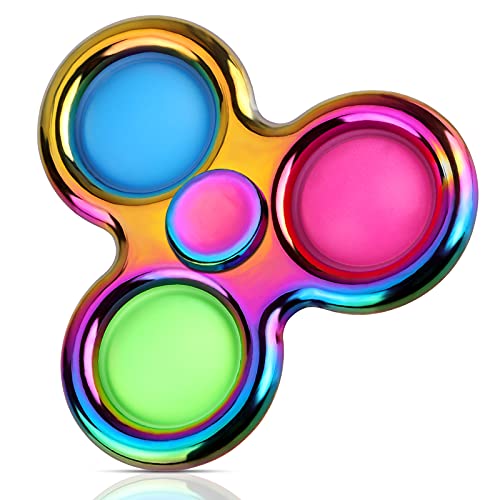 Aemotoy Dimple Fidget Spinner Toy Push Bubble Fidget Sensory Toys Stress Relief Reducer for Adults Children High Speed Bearing Metal Material Hand Spinner Finger Toy for ADD ADHD or Autism