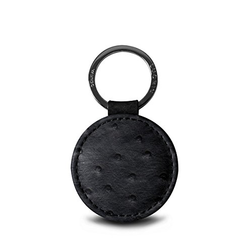 Preisvergleich Produktbild Lucrin - Runder Schlüsselanhänger (5 cm) - Schwarz - Echtes Straußenleder