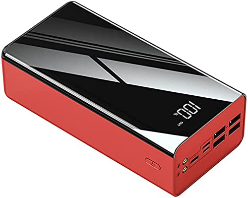 Cargador portátil de 40000-80000 mAh, cargador USB portátil, 4 salidas, pantalla LED de 3 entradas, cable de batería externo para todos los teléfonos móviles, carga rápida, rojo, 50000 mAh