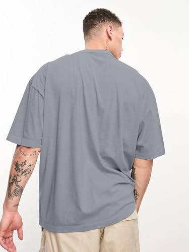 Image of CHKOKKO Oversized Tshirt for man Solid Classic Round Neck Loose Fit Half Sleeve Soft and Comfortable Casual Stylish wear for Summer