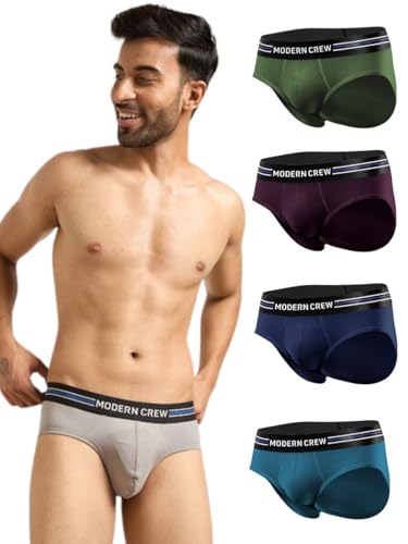Image of Modern Crew CoolSense Cotton Briefs for Men| Super Combed Cotton with Stretch, Stay 3 Degrees Cool & Fresh, Anti-Bacterial| Microfiber Waistband
