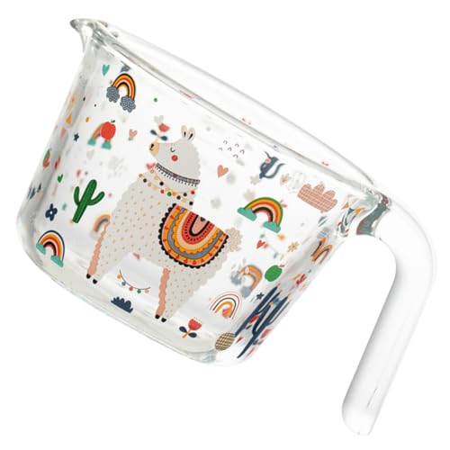 FONDOTIN ガラス製計量カップ 耐熱家用ミルクカップ 字注ぎ口 持ちやすい取っ手付き 多用途キッチン用品 お菓子作りや飲料計量に