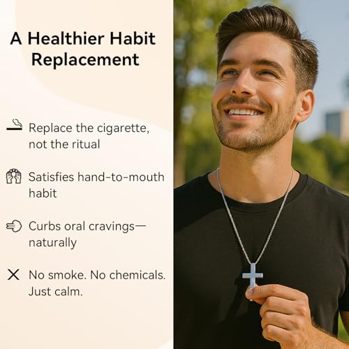 Cross Breathing Necklace, Breathlink Quit Smoking Aid, Inspirational Bible Verse Anti-Anxiety Mindfulness Necklace, Premium Stainless Steel Breathwork Tool, Anxiety Relief Items Gift4