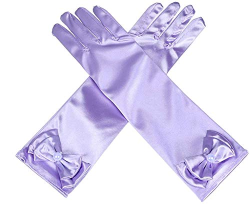 Image of FancyDressWale Girls Satin Long Gloves for Princess Dress Up Party With Bows