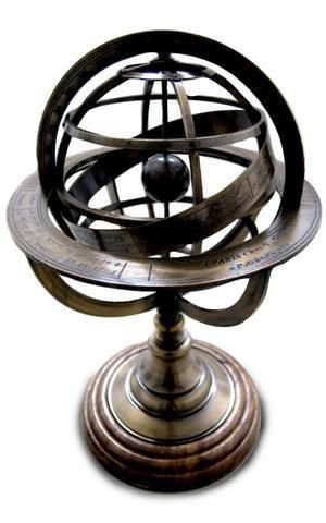 Esfera Armilar Decorativa 28 cm con Anillos Giratorios del Zodiaco