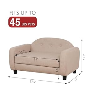   Dog-Sofas-and-Chairs-for-Small-PetCat-Sofa-Bed-with-Wooden-FrameBed-for-dogs-with-Linen-FabricCat-Sofa-Chair-with-CushionDog-Couch-for-Small-Dog-Rest-Using-Beige