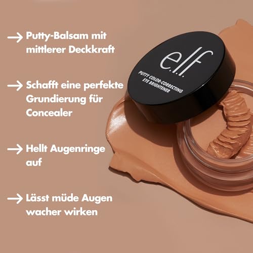 e.l.f. Putty Color-Correcting Eye Brightener, mittlere Deckkraft, aufhellender & feuchtigkeitsspendender Unteraugen-Farbkorrektor, Vegan & Tierversuchsfrei, Fair