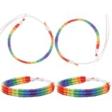 GATHINESS Pulseras Tejidas Amistad Arcoíris Unisex 4 Piezas, Cuerda de Nailon Ajustable en Talla Única, Pulseras Decorativas para Mujer y Hombre, Accesorio Adecuado para Uso Diario