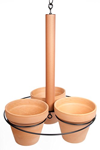 Hanging Planter ~ Holds Three 8 Inch Pots (Not Included) ~ Terra Cotta And Black #TOP1