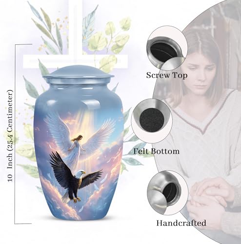 Image of Eagle Funeral Urn for Human Ashes -Decorative White Angel Urns for Men