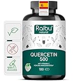 Quercetina 500 mg Pura - 180 Cápsulas Veganas para 6 Meses de Suministro - Extracto de Sophora Japonica con 95% en Quercetina - Alta Potencia, Sin Aditivos y Probado en Laboratorio - Raibu