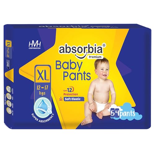 Image of Absorbia Jumbo Baby Pant Diaper Extra Large (XL) 12-17 Kg, 54s x Pack of 1 | Up to 12Hrs Protection | Cottony Soft Comfort for Sensitive Skin | Wetness Indicator | Super Absorbant core | Wider pee distribution