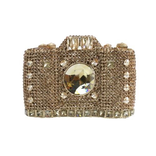 Image of UMREN Novelty Crystal Camera Shaped Clutch Purse for Women Sparkly Rhinestones Evening Clutch Bag Glitter Bridal Prom Handbag
