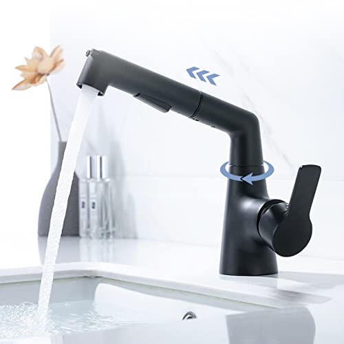 Robinet mitigeur en laiton pour lavabo avec douchette rétractable moderne - 2