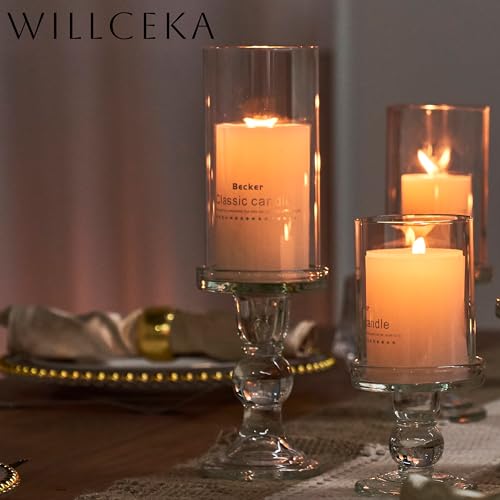 Willceka HC000 Hurricane Candle Holder, Glass Pillar Candle Holder, Glass Taper Candlestick Candle Holder, 3 Pcs  thumb #2