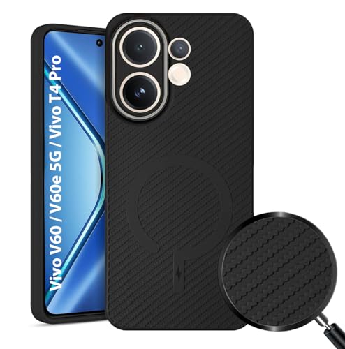 Image of LIRAMARK Rugged Carbon Fibre TPU Armor Silicone Back Cover Case for Vivo V60 / V60e 5G / Vivo T4 Pro