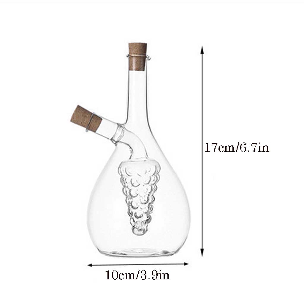 Dispensador de aceite y vinagre de cristal, Botella dispensadora de aceite y vinagre 2 en 1 de vidrio con tapón de corcho de 400 ml