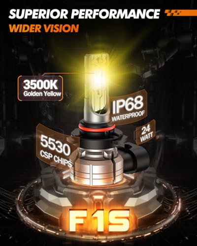 Image of SEALIGHT H10 9145 9140 LED Fog Light Bulbs Amber, 12000LM 3500K Yellow Light Bulbs, Strong Light Penetration, 9040 9045 Replacement Front Fog Lamps for car, trucks, SUVS, Non-polarity