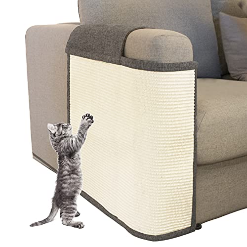 Cat Scratch Sofa Protector,Cat Scratching Couch Protector with 19.7''L*23.6''W Natural Sisal Cat Scratcher Mat for Protecting Couch Sofa Chair (Dark Grey/Right Hand) by Oroonoko - Used condition - US$26.09