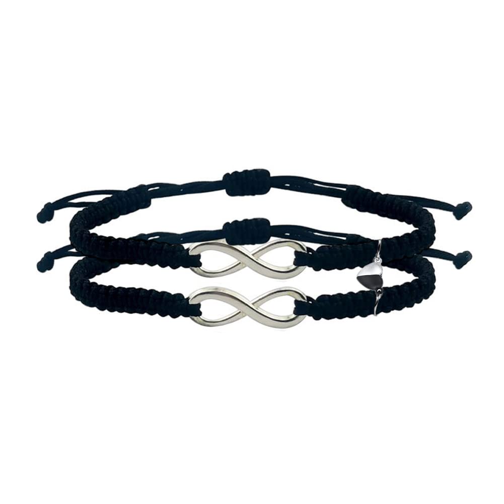 COLORFUL BLING2Pcs Infinity Distance Couple Braided Handcrafted Luck Bracelet Bangle Adjustable Rope His and Hers Wristband Wrist Jewelry