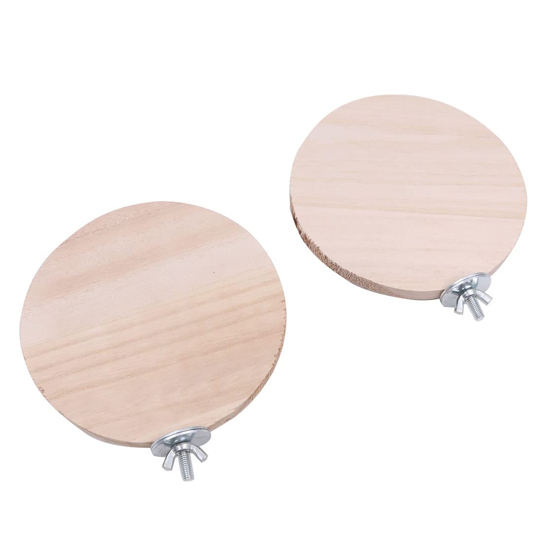 Piattaforma per Uccelli Trespolo Stand in Legno Naturale, Tavola Rotonda per Stazione Pappagallo, Accessori per Gabbia