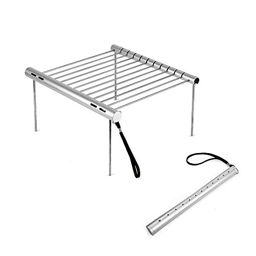 Tragbarer Campinggrill, Mini-Taschenkollegen-klapping kompaktes Edelstahl-Holzkohle-Grill, für Außenheizung, Lagerfeuer, Picknick, Camper,