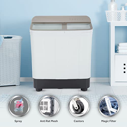Image of Haier 9.5 Kg Semi automatic Topload with Toughend glass and spray (HTW95-178FW)