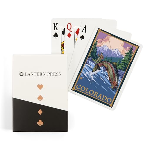 Lantern Press Colorado, escena pesca con mosca, 52 cartas póker