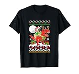 Santa French Bulldog Riding T-Rex Reindeer Christmas Sweater T-Shirt