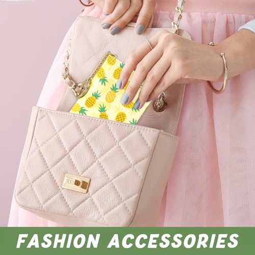 Image of Aiawoxc Credit Card Holder, Small RFID Wallet Slim Leather Card Organizer Case with Zipper and Keychain, Pineapples