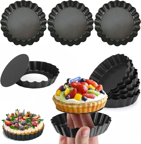 Catálogo de Moldes savarin Top 5. 45 YAYUSI Mini Moldes para Tartas de Antiadherente,12 Piezas de 3 Pulgadas de Molde para Tartaletas de Acero Carbono Desmontable,Se Aplica a Tartas de Huevo,Reposteria Pastel,Budín