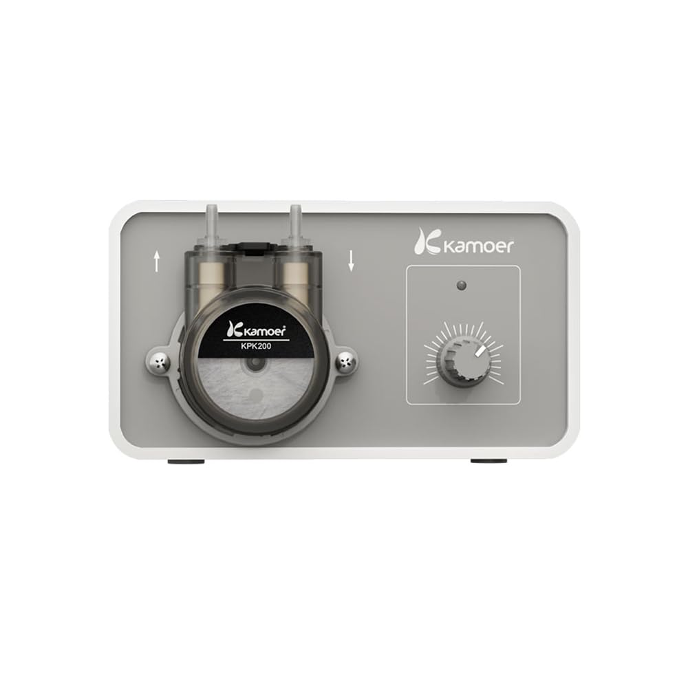 Kamoer M1-KPK200 petite pompe péristaltique 12V à faible débit 25-150ml/min | pompe doseuse de liquide à vitesse réglable pour laboratoire usine maison avec adaptateur secteur