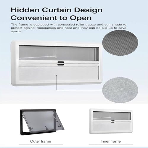 Camper Van Window with Integrated Blackout Blind & Fly Screen, 1200x500mm - Ideal for RVs, Caravans & Trailers, Perfect for Camping & Outdoor Adventures