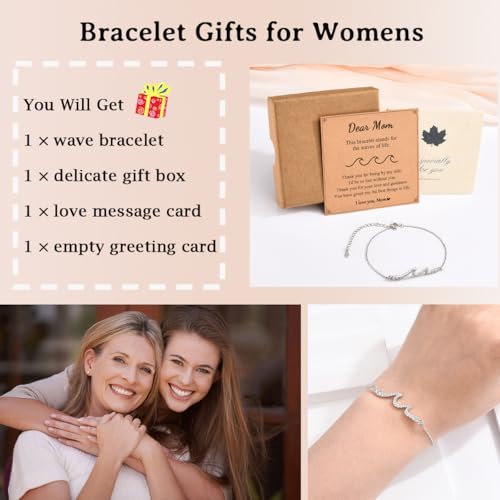 Image of Wave Bracelet Gifts for Mom Grammy Nana Boss Lady Best Friends Sister Daughter Granddauhgter Niece, Christmas Birthday Easter Valentines Day Graduation Gifts for Women Her Girls