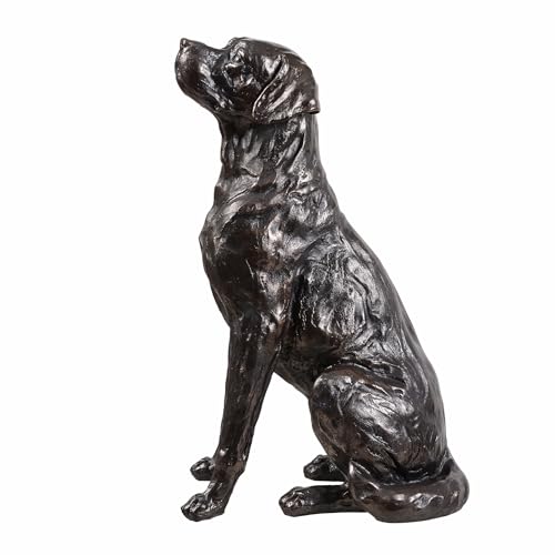 Figura Decorativa Labrador Sentado de Resina y Bronce miniatura 3