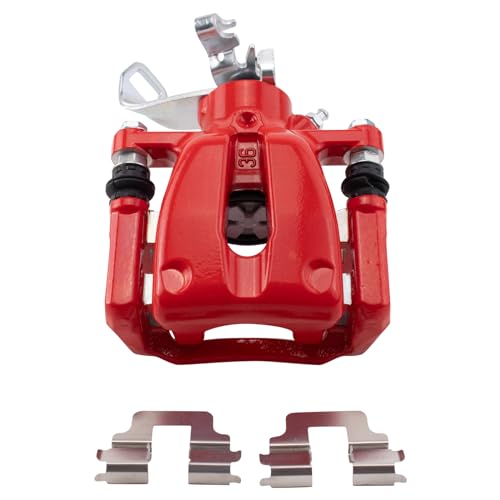 Image of TRQ Rear Right Brake Caliper w /Bracket Performance Red Passenger Side | For 2009-2013 Mini Cooper