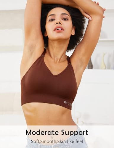 Image of HOFISH Support Nursing Bras for Breastfeeding Medium Impact Maternity & Nursing Sports Bra Seamless Racerback Pregnancy Bra