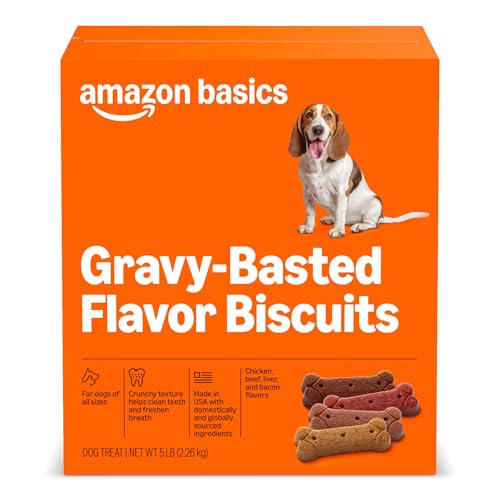 Amazon Basics Gravy Basted Flavor Biscuits Dog Treats 5 lb. Box