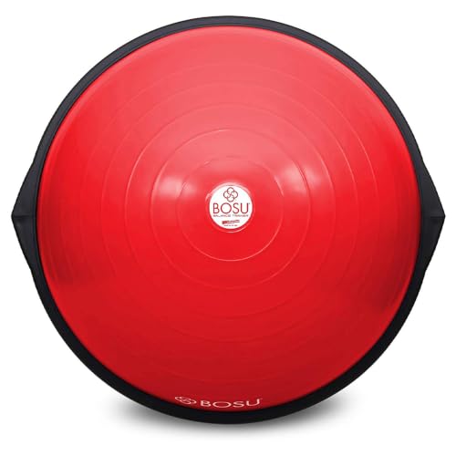 Image of Bosu Balance Ball Exercise Trainer, Home Gym Equipment w /Guided Workouts & Pump, 26 inch Inflatable Fitness Platform for Strength Training, Standing, Balancing, and Core Workout